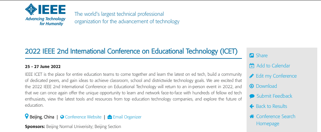 Purdue Academic Calendar 2022 Ieee Icet 2022|Ieee第二届教育技术国际会议|北京